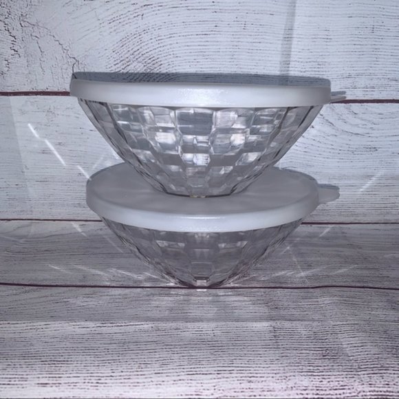New Tupperware Ice Prisms Bowls Clear Set of 2 - Picture 1 of 2